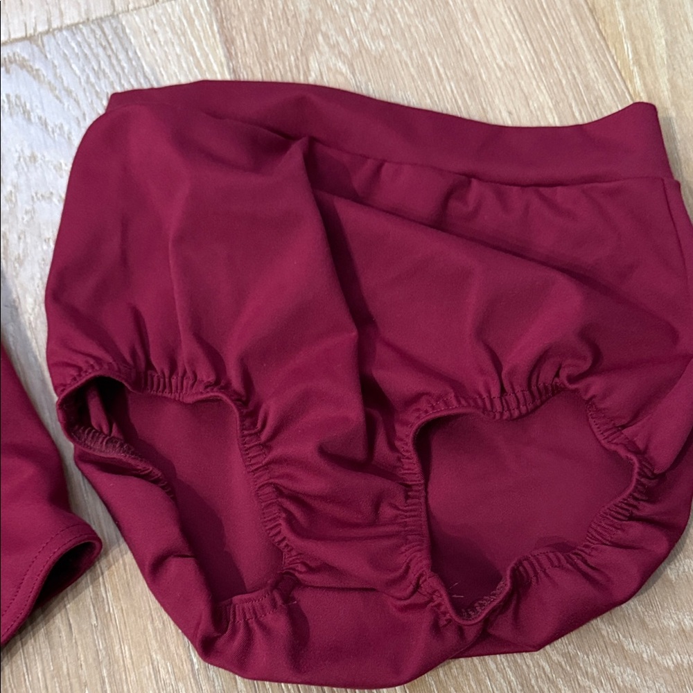 Kelle dance costume maroon Button-Up Top and Bottom Set - Picture 3 of 9